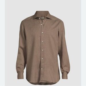 MICHAEL KORS Men’s Brown Button-Up Shirt
